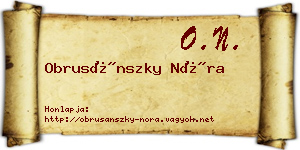 Obrusánszky Nóra névjegykártya